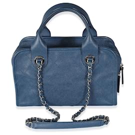 Chanel-Chanel Blue Quilted Caviar Deauville Bowling Bag-Blue