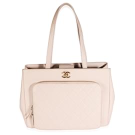 Chanel-Chanel Beige Quilted Caviar Large Business Affinity Shopping Tote-Beige