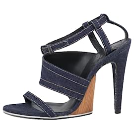 Bottega Veneta-Bottega Veneta Denim Ankle Strap Sandals Size 38-Blue