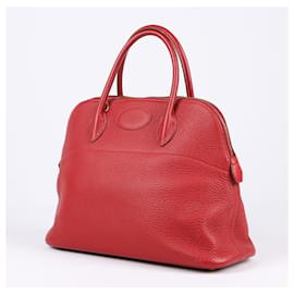 Hermès-Hermes Bolide 35 Taurillon Clemence Leather in Rogue Vif-Red