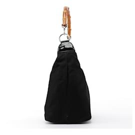 Gucci-GUCCI Shoulder bags Cotton Black Bamboo-Black