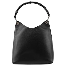 Gucci-GUCCI Shoulder bags Leather Black Bamboo-Black
