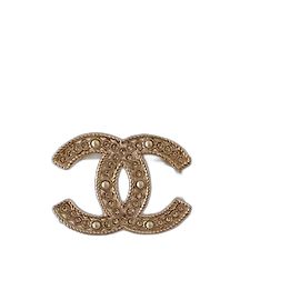 Broche Chanel CC B 19 S dourado com ferragens em ouro. Gold hardware
