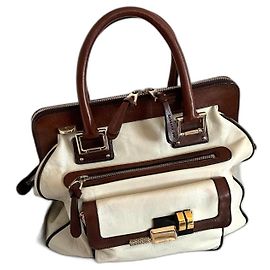 Bolsa Barbara Bui de couro marrom e creme Marrom Cru