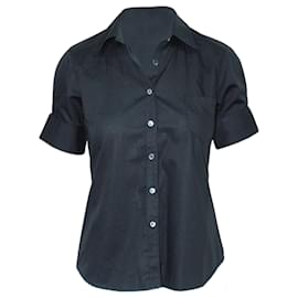 Autre Marque-Black Cotton Short Sleeve Shirt-Black