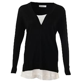 Autre Marque-Lace Detail Layered Sweater-Black