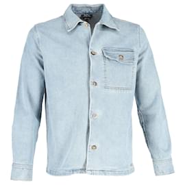 Apc-A.P.C. Button-Front Jacket in Blue Cotton Denim-Blue