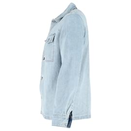 Apc-A.P.C. Button-Front Jacket in Blue Cotton Denim -Blue