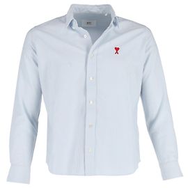 Camicia a righe Ami Paris in cotone blu Blu