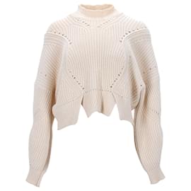 Isabel Marant-Isabel Marant Gane Open-Knit Cropped Sweater aus ecrufarbener Baumwolle -Weiß,Roh