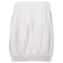 Brunello Cucinelli-Brunello Cucinello Ribbed Knit Drawstring Mini Skirt in Grey Cotton-Grey