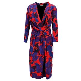 Dries Van Noten Floral Print Wrap Dress in Multicolor Polyester Other Python print