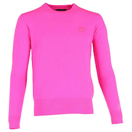Acne-Acne Studios Face Patch Sweater in Pink Wool-Pink