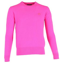 Pullover mit Gesichtsaufnäher von Acne Studios aus rosa Wolle Pink