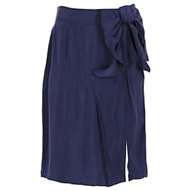 Red Valentino-Red Valentino Bow Skirt in Navy Blue Cupro-Navy blue