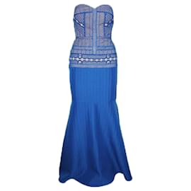 Autre Marque-Strapless Blue Embroidered Dress-Blue