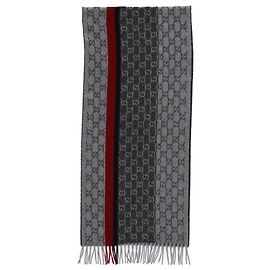 Gucci GG Web-Schal aus grauem Kaschmir Grau