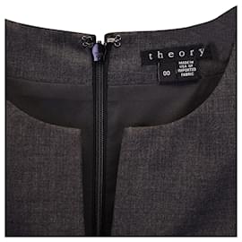 Theory-Theory Split Neckline Sleeveless Dress in Charcoal Cotton-Dark grey