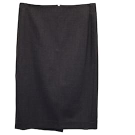 Theory-Theory Pencil Skirt in Charcoal Wool-Dark grey