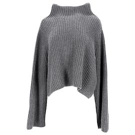 Stella Mc Cartney Stella McCartney Rippenstrickpullover mit weitem Halsausschnitt aus grauem Kaschmir Braun