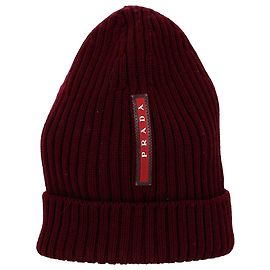 Gorro Prada Linea Rossa de lana burdeos Roja Burdeos