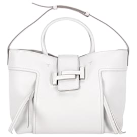 Tod's-Tod's lined T Tote Bag in White Leather-White
