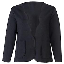 Autre Marque-Cropped Wavey Collar Jacket-Black