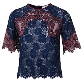 Autre Marque-Top in pizzo-Blu