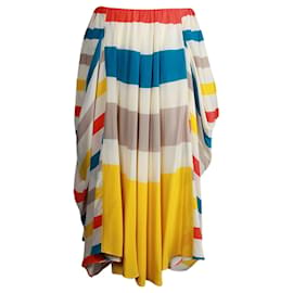 Autre Marque-Falda midi de seda a rayas con estampado multicolor-Otro