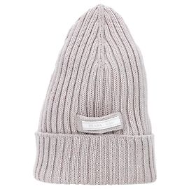 Prada Ribbed Beanie in Beige Wool Brown Beige