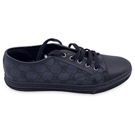 Gucci-Zapatillas bajas de lona con monograma GG negras Talla de zapatos 40-Negro