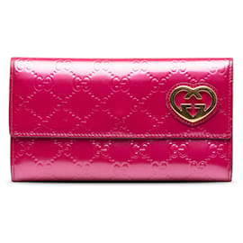 Gucci-Gucci – Guccissima – Lange Geldbörse mit schönem Herz, Pink-Pink
