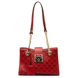 Gucci-Bolsa de ombro com cadeado Gucci vermelha Guccissima-Vermelho