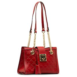 Gucci-Bolsa de ombro com cadeado Gucci vermelha Guccissima-Vermelho