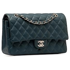 Chanel-Patta foderata in caviale classico blu medio Chanel-Blu