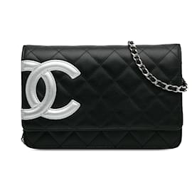Chanel-Portafoglio Chanel Cambon Ligne nero con catena-Nero