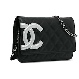 Chanel-Chanel Black Cambon Ligne Geldbörse an der Kette-Schwarz