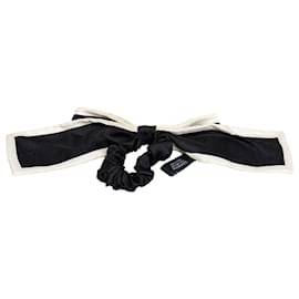 Chanel-Chanel Black Silk CC Bow Scrunchie-Black