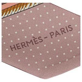 Hermès-Hermes Yellow Les Voitures Una transformación Bufanda de seda Twilly-Amarillo