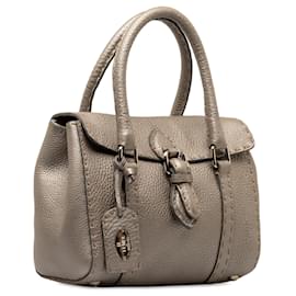 Fendi-Fendi Gray Selleria Linda Leather Handbag-Grey