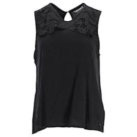 Tommy Hilfiger-Womens Embellished Regular Fit Top-Black