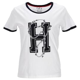 Tommy Hilfiger-T-shirt da donna a maniche corte, vestibilità regolare-Bianco