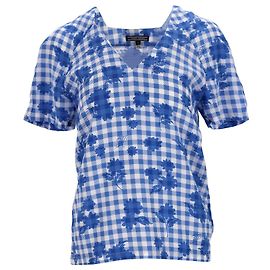 Tommy Hilfiger Top feminino com decote em V e ajuste regular Azul