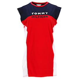 Tommy Hilfiger-Abito T-shirt color block da donna Tommy Hilfiger in cotone multicolore-Multicolore