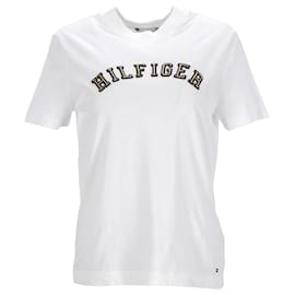 Tommy Hilfiger-T-shirt da donna con logo in cotone biologico-Bianco