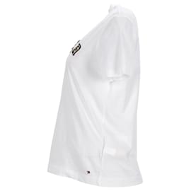 Tommy Hilfiger-T-shirt da donna con logo in cotone biologico-Bianco