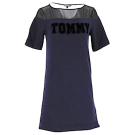Tommy Hilfiger-Tommy Hilfiger Robe coupe classique pour femme en coton bleu marine-Bleu Marine