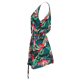 Tommy Hilfiger-Tommy Hilfiger Womens Tropical Palm Print Playsuit in Green Viscose-Green
