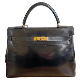 Hermès Kelly 32 Black Leather Handbag Black