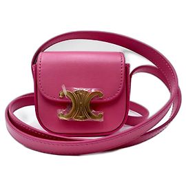 Céline Bolsa Celine Mini Triomphe Flap Rosa